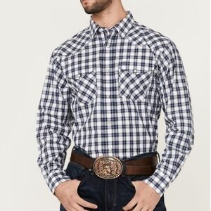 Ariat Men's Ezra Plaid Print Long Sleeve, Size Large, Pearl Snap Western Shirt
